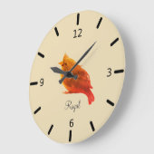 Cute Red Royal Bird op Champagne Beige Grote Klok (Hoek)