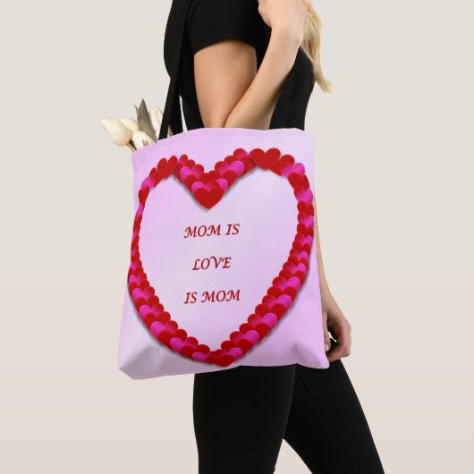 Cute Red & Roze Moederdag Canvas tas (Dichtbij)