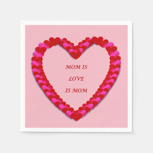 Cute Red & Roze Moederdag Napkin Servetten (Voorkant)