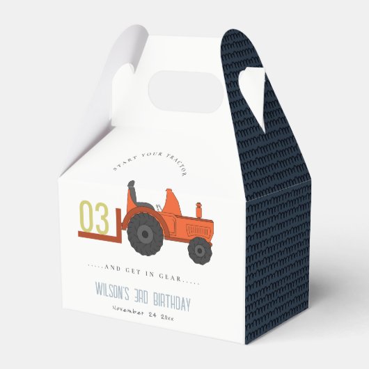 Cute Red Rust Boerderij Tractor Kinder elke zondag Bedankdoosjes (Achterkant)