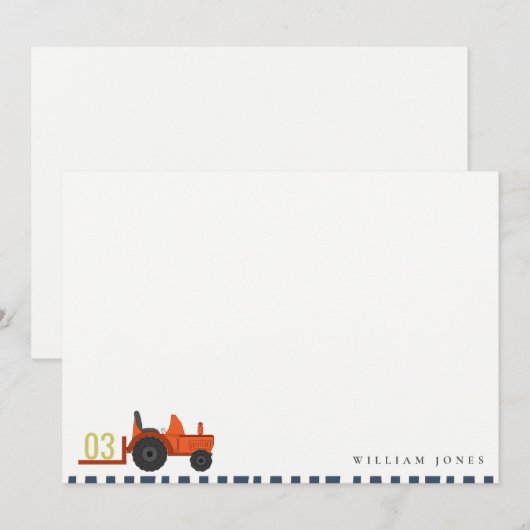 Cute Red Rust Boerderij Tractor Kinder elke zondag Notitiekaartje (Voorkant / Achterkant)