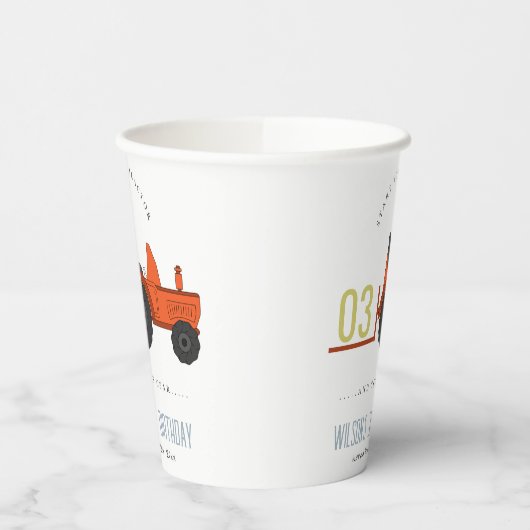 Cute Red Rust Boerderij Tractor Kinder elke zondag Papieren Bekers (Links)