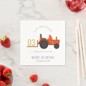 Cute Red Rust Boerderij Tractor Kinder elke zondag Servet (Insitu)