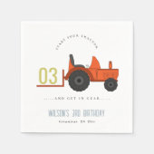 Cute Red Rust Boerderij Tractor Kinder elke zondag Servet (Voorkant)