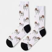 Cute Red Sable Phalène Dog Pattern Hondenliefhebbe Sokken (Links)