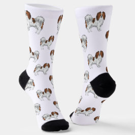 Cute Red Sable Phalène Dog Pattern Hondenliefhebbe Sokken