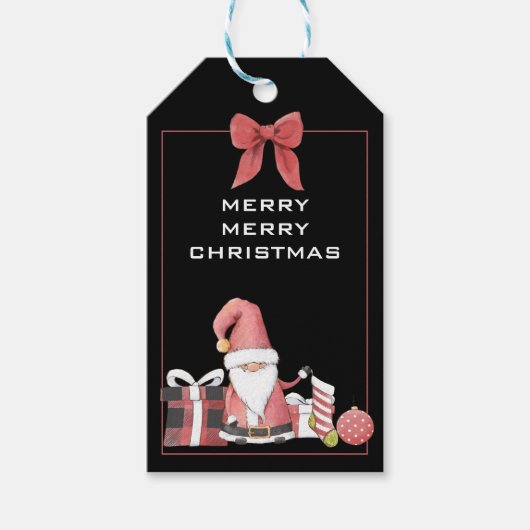 Cute Red Santa Gnome met Gifts Gift Labels Cadeaulabel (Voorkant)