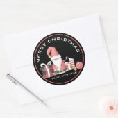 Cute Red Santa Gnome met kerstcadeaus Ronde Sticker (Envelop)