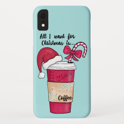 Cute Red Santa Hat Candy Cane kerst Case-Mate iPhone Case (Achterkant)