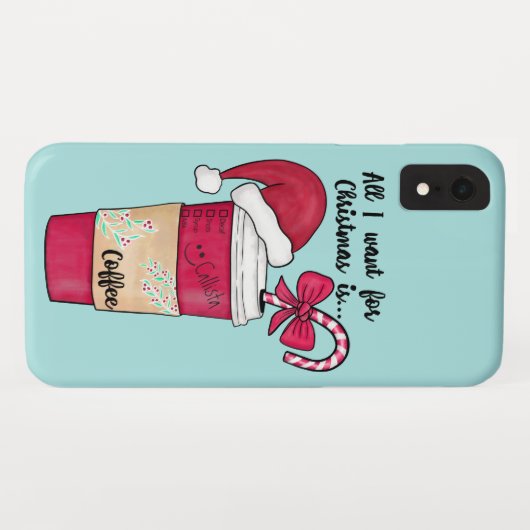 Cute Red Santa Hat Candy Cane kerst Case-Mate iPhone Case (Achterkant (horizontaal))