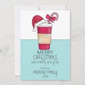 Cute Red Santa Hat Candy Cane kerst Feestdagenkaart (Voorkant)