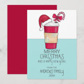 Cute Red Santa Hat Candy Cane kerst Feestdagenkaart (Voorkant / Achterkant)