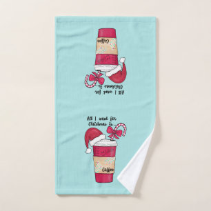 Cute Red Santa Hat Candy Cane kerst Handdoek
