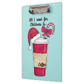 Cute Red Santa Hat Candy Cane kerst Klembord (Links)