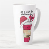 Cute Red Santa Hat Candy Cane kerst Latte Mok (Rechterhoek)