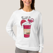 Cute Red Santa Hat Candy Cane kerst T-shirt (Voorkant)