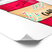 Cute Red Santa Hat Coffee Candy Cane Christmas  Poster (Hoek)