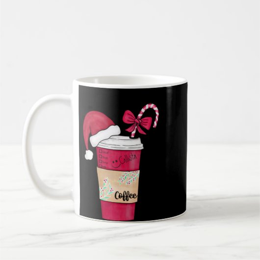 Cute Red Santa Hat Coffee Candy Cane Christmas T S Koffiemok (Links)
