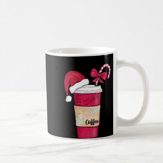 Cute Red Santa Hat Coffee Candy Cane Christmas T S Koffiemok (Rechts)