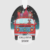 Cute Red Santa Van Reindeer Dog Snow Kerstmis Ornament (voorkant)