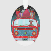 Cute Red Santa Van Reindeer Dog Snow Kerstmis Ornament (achterkant)