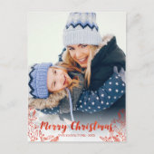 Cute Red Script Photo Merry Kerstry Briefkaart (Voorkant)