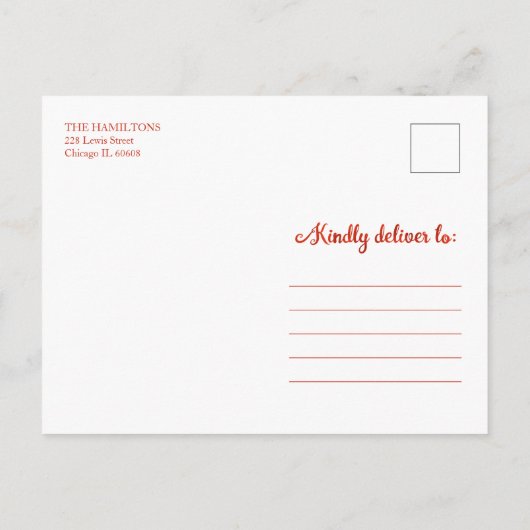 Cute Red Script Photo Snowflake met kerstmis Briefkaart (Achterkant)