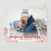 Cute Red Script Photo Winter Foliage Kerstmis Briefkaart (Voorkant)