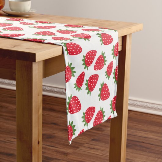 Cute Red Seamless Strawberry Table Runner Korte Tafelloper (Voorbeeld)