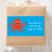 Cute Red Smiling Octopus Thunder_Cove Etiket (Insitu)