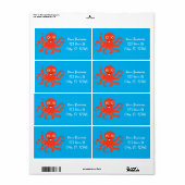 Cute Red Smiling Octopus Thunder_Cove Etiket (Full Sheet)