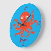 Cute Red Smiling Octopus Thunder_Cove Grote Klok (Hoek)