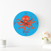 Cute Red Smiling Octopus Thunder_Cove Grote Klok (Huis)