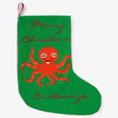 Cute Red Smiling Octopus Thunder_Cove Kleine Kerstsok (Voorkant)