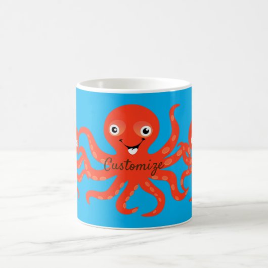 Cute Red Smiling Octopus Thunder_Cove Koffiemok (Center)