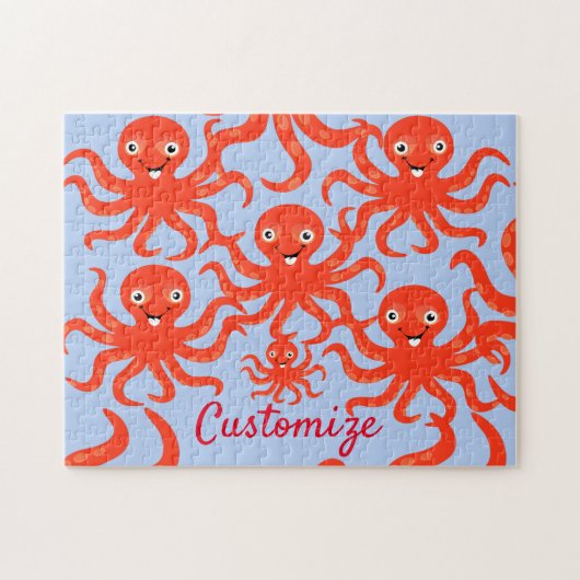 Cute Red Smiling Octopus Thunder_Cove Legpuzzel (Horizontaal)