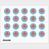 Cute Red Smiling Octopus Thunder_Cove Ronde Sticker (Vel)