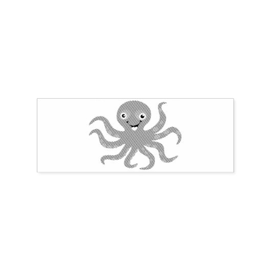 Cute Red Smiling Octopus Thunder_Cove Rubberstempel (Afrduk)