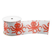 Cute Red Smiling Octopus Thunder_Cove Satijnen Lint (Spoel)
