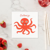 Cute Red Smiling Octopus Thunder_Cove Servet (Insitu)