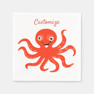 Cute Red Smiling Octopus Thunder_Cove Servet