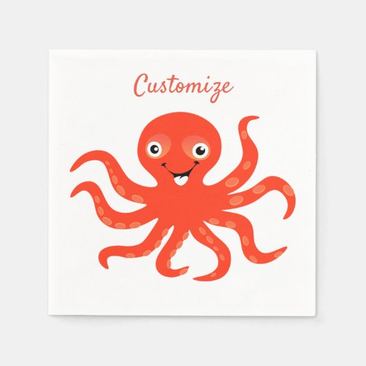 Cute Red Smiling Octopus Thunder_Cove Servet (Voorkant)