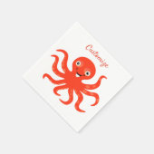 Cute Red Smiling Octopus Thunder_Cove Servet (Hoek)