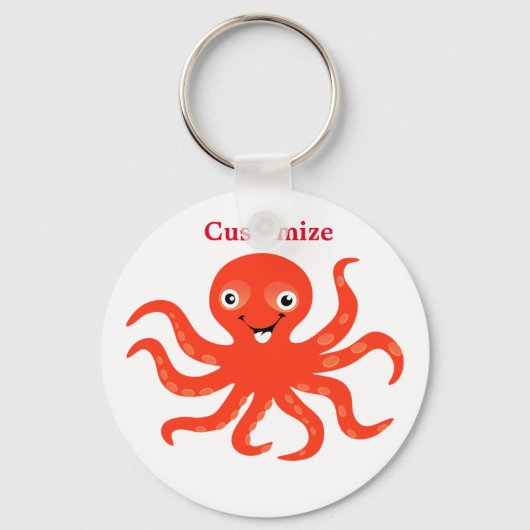 Cute Red Smiling Octopus Thunder_Cove Sleutelhanger (Voorkant)