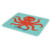 Cute Red Smiling Octopus Thunder_Cove Snijplank (Hoek)