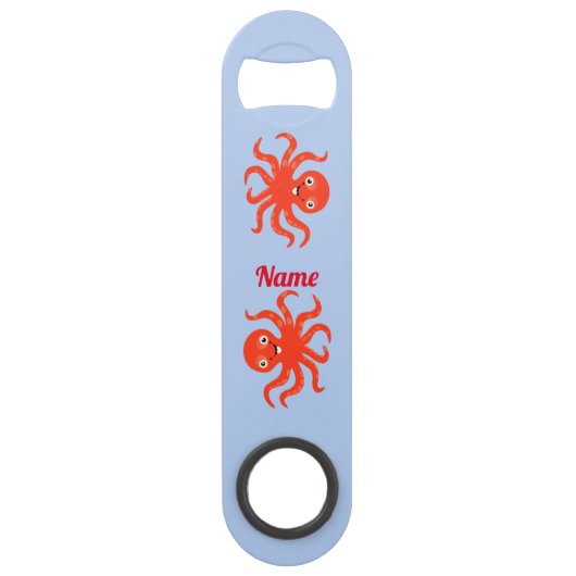 Cute Red Smiling Octopus Thunder_Cove Speed Flessenopener (Achterkant)