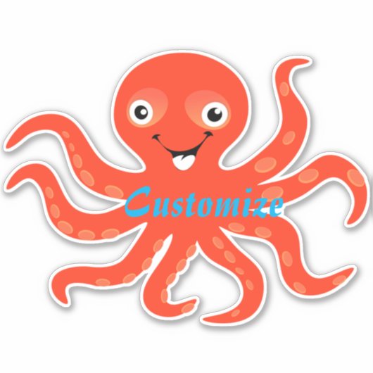 Cute Red Smiling Octopus Thunder_Cove Sticker (Voorkant)