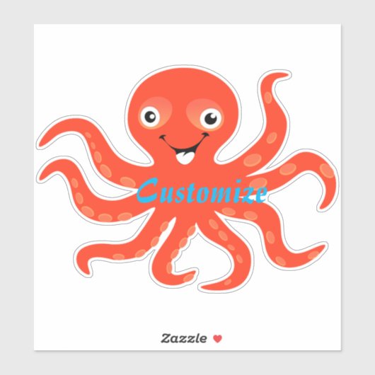 Cute Red Smiling Octopus Thunder_Cove Sticker (Vel)
