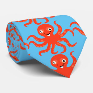 Cute Red Smiling Octopus Thunder_Cove Stropdas