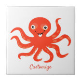 Cute Red Smiling Octopus Thunder_Cove Tegeltje (Voorkant)